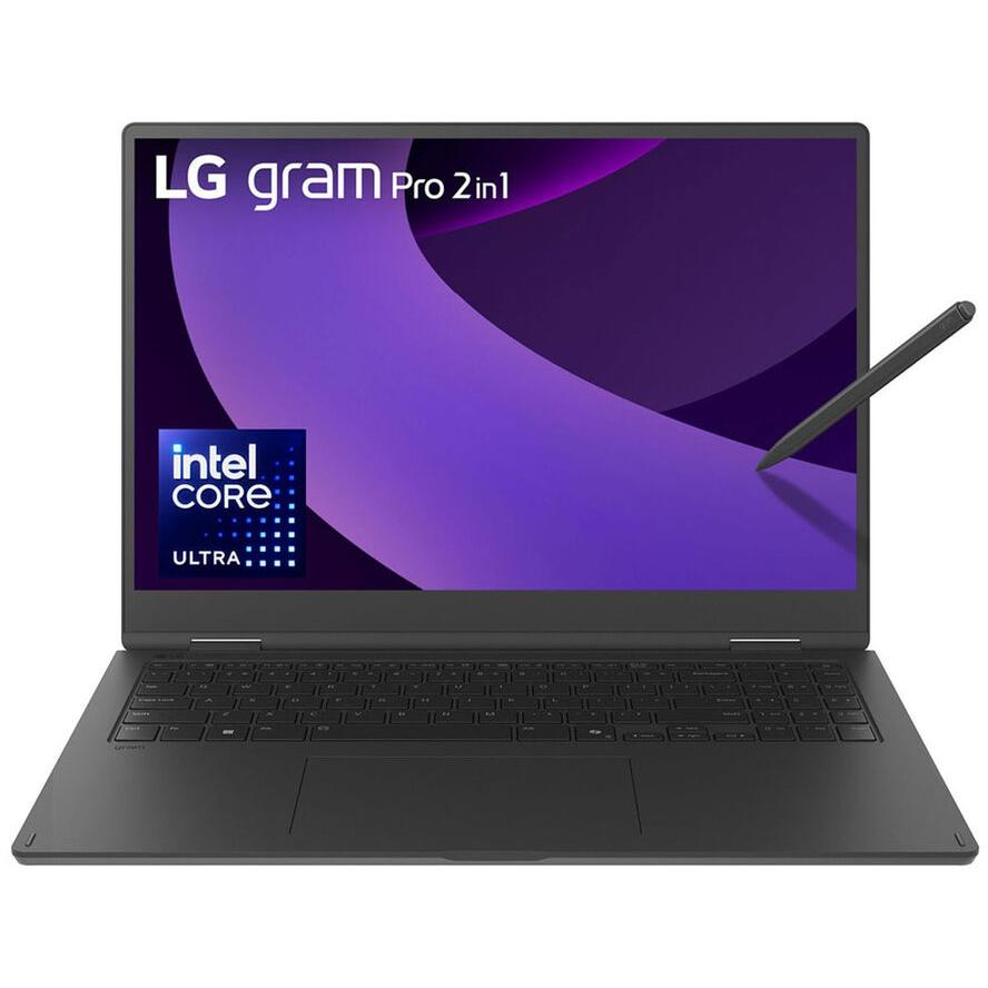 LG Gram Pro 16TB90TP Intel Core Ultra 7 255H Хибриден (2 в 1) 40,6 см (16") Тъчскрийн WQXGA+ 16 GB LPDDR5x-SDRAM 1 TB SSD Wi-Fi 7 (802.11be) Windows 11 Pro Черен (16TB90TP-K.AP78G)-0